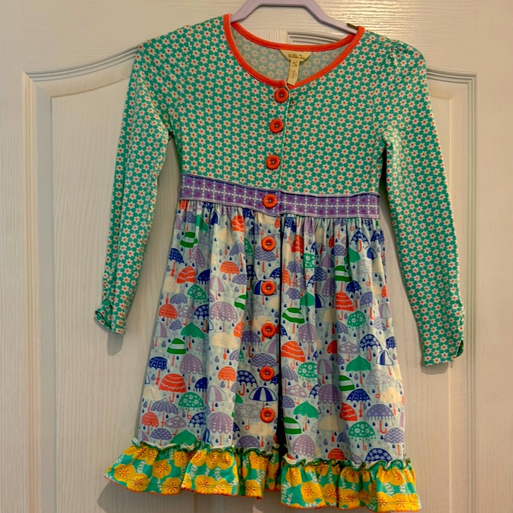 Matilda Jane Green Sundress with Ruffled Hem and Cuffed Sleeves
